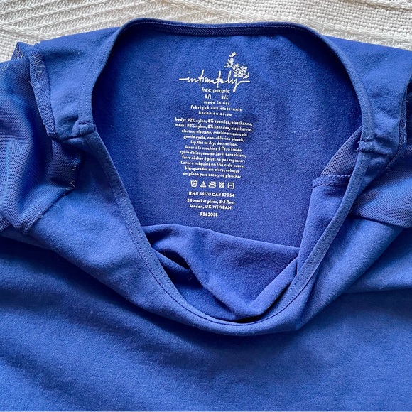 Intimately Free People Mesh Sleeve Long-Sleeve Top Royal Blue - Picture 2 of 6